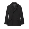 Women's Classic Black Blazer Jacket Polyester Single Button Notch Lapel Long Sleeve Professional Office Casual Slim Fit Outwear For Lady Celebrity Style