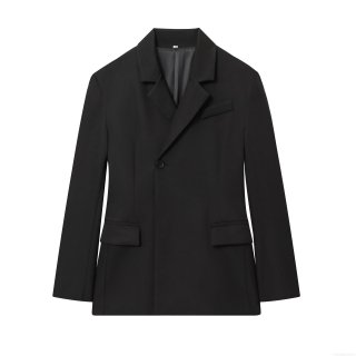 Women's Classic Black Blazer Jacket Polyester Single Button Notch Lapel Long Sleeve Professional Office Casual Slim Fit Outwear For Lady Celebrity Style