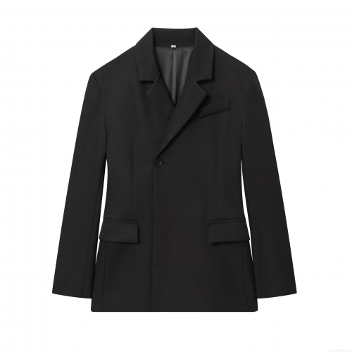 Women's Classic Black Blazer Jacket Polyester Single Button Notch Lapel Long Sleeve Professional Office Casual Slim Fit Outwear For Lady Celebrity Style