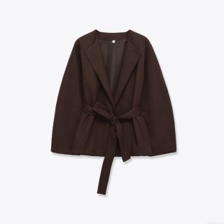Elegant Women's Coffee Brown Blazer Jacket With Belt Long Sleeve Lapel Collar Polyester Outerwear For Casual Office Party Work Fashion Solid Color Coat