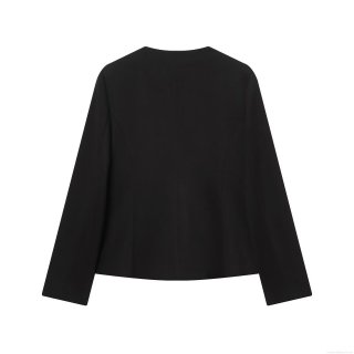 Women's Elegant Slim Fit Short Blazer Jacket With Padded Shoulders Gold Buttons Polyester Solid Color Office Lady Formal Outerwear