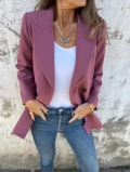 Women's Fashion Casual Blazer Notch Lapel Double Breasted Jacket Office Wear Long Sleeve Polyester Spandex Outerwear Coat Plus Size