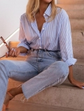 Women's Casual Vertical Striped Long Sleeve Button Down Blouse Fashion Polyester Spandex Shirt for Commute Office Leisure Lady Tops