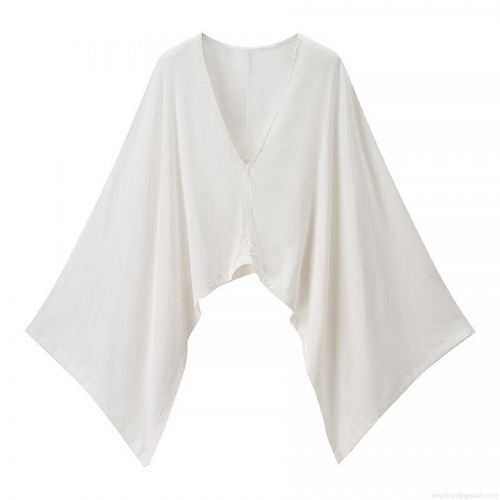 Women's Elegant V-Neck Batwing Sleeve Blouse Loose Fit Solid Color Polyester Top Casual Soft Summer Pullover Shirt For Women