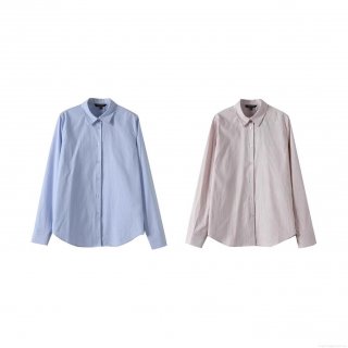 Women's Striped Long Sleeve Cotton Blend Shirt Turn-down Collar Single Breasted Casual Blouse Soft Breathable Streetwear Top For Spring Autumn