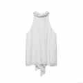 Women's Polka Dot Halter Neck Sleeveless Polyester Chiffon Top Elegant Bow Tie Summer Blouse Casual Streetwear For Ladies Lightweight Breathable