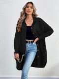 Women's Corduroy Shirt Jacket Casual Loose Long Sleeve Button Down Blouse Top Solid Color Mid-Length Outerwear Coat For Fall Winter