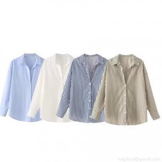 Women's Long Sleeve Shirt Button Down Blouse Polyester Blend Loose Fit Striped Solid Color Tops For Office Work Daily Wear Casual Streetwear Fashion Turn Down Collar Women's Blouses