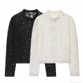 Women's Retro Lace Crochet Blouse With Chinese Buttons Elegant Stand Collar Long Sleeve Party Shirt Top White Black