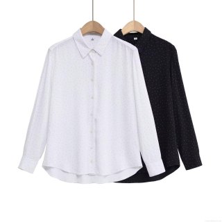 Women's Casual Polka Dot Long Sleeve Shirt Fashion Lapel Single Breasted Blouse Button Down Cotton Polyester Blend Tops For Daily Office Work Lady