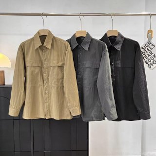 Women Loose Casual Utility Shirt Jacket Polyester Spandex Blend Long Sleeve Lapel Collar Solid Color Blouse With Double Pockets For Daily Autumn Wear Fashion Comfortable Workwear Top