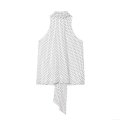 Women's Vintage Polka Dot Halter Neck Sleeveless Blouse With Bow Tie Elegant Polyester Chiffon Slim Fit Top For Summer Casual Party Clubwear