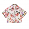 Women's Short Sleeve Floral Print Poplin Shirt Fashionable Lapel Button Down Blouse Casual Elegant Summer Tops For Women