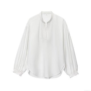 Women's V-Neck Long Sleeve Blouse Elegant Washed Cotton Polyester Shirt Bubble Sleeve Solid Color Casual Tops for Women Office Dating