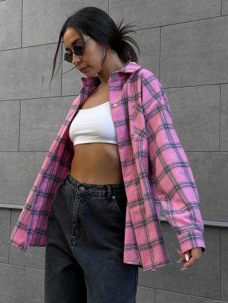 Women's Retro Plaid Cotton Blend Shirt Long Sleeve Lapel Button Down Loose Fit Blouse For Casual Streetwear Autumn Tops