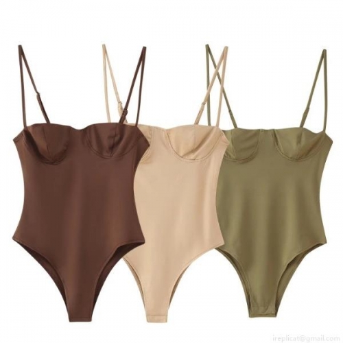 Women Sexy Satin Underwire Bodysuit Spaghetti Strap Slim Fit Sleeveless Leotard Top For Summer Vacation Party Casual Streetwear