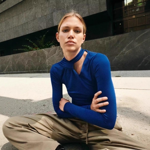 Women's Sexy Cutout Bodysuit Long Sleeve High Neck Twist Front Slim Fit Polyester Spandex Jumpsuit Leotard For Party Clubwear