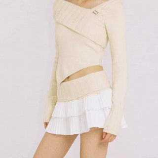 Women's Sweet Contrast Color Knit Pleated Mini Skirt Layered Design High Waist A-Line Short Skirt For Girls Fashion Casual Wear