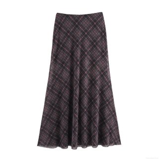 Women's Retro Plaid Mermaid Maxi Skirt High Waist Mesh Polyester Long Skirt Slim Fit Sexy Checkered Pencil Skirt For Women Daily Casual Streetwear Party Clubwear Elegant A-Line Skirt