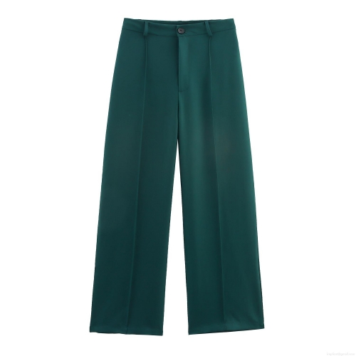 Women's Elegant High Waisted Suit Pants Solid Color Straight Leg Trousers For Office Lady Work Wear Polyester Pants