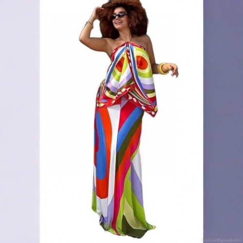 Women's Satin Striped Maxi Skirt Colorful Geometric Print High Waisted Slim Fit Hip Hugging Long Skirt for Beach Resort Vacation Elegant Bohemian Skirts