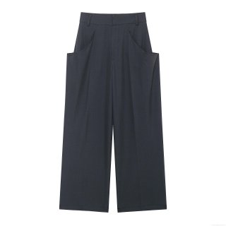 Women's High Waist Wide Leg Casual Trousers 100% Polyester Fabric Large Curved Pockets Design Streetwear Minimalist Style Solid Color Fall Winter Long Pants