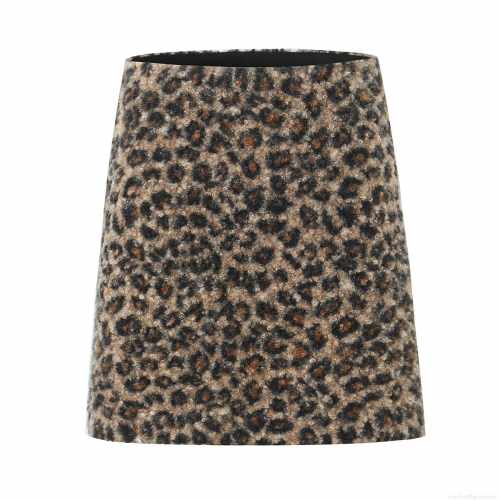 Women's Vintage Leopard Print Faux Fur Mini Skirt High Waist Side Slit Straight Skirt Autumn Winter Y2K Aesthetic Streetwear Polyester Skirt