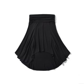 Women's Fashion Irregular High-Low Mid-Length Skirt Solid Black Pleated High Waistband Polyester Spandex Casual Streetwear Party Bottoms