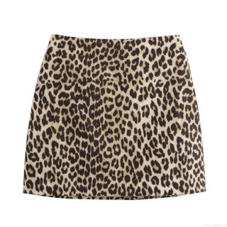 Women's Fashion Leopard Print Bodycon Mini Skirt High Waisted Polyester Animal Pattern Short Pencil Skirt With Hidden Back Zipper Streetwear For Party
