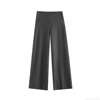 Women's Fashion High Waisted Wide Leg Pants Wool Blend Polyester Loose Straight Casual Trousers For Office Work Daily Streetwear
