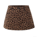 Women's Leopard Print A-Line Mini Skirt High Waisted Polyester Spandex Twill Short Skirt with Button Decoration for Streetwear Party Daily Fashion