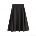 Women High Waist Black A-Line Midi Skirt Elegant Polyester Viscose Blend Solid Color Casual Streetwear Long Umbrella Skirt For Women Daily Office Wear
