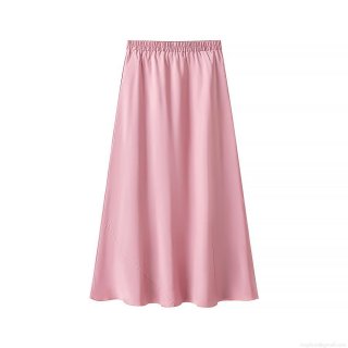 Women's Fashion Satin High Waist A-Line Skirt Elegant Solid Color Maxi Skirt Elastic Waist Flowy Umbrella Skirt European Streetwear Party Long Skirt