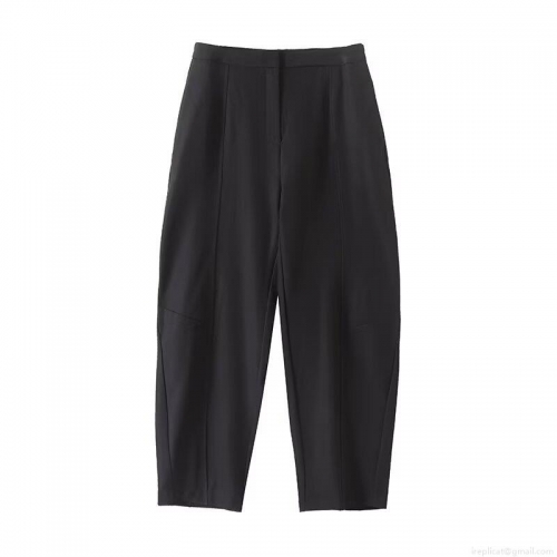 Women's High Waist Black Crop Suit Pants Cotton Blend Straight Leg Casual Office Commuting Trousers Professional Slacks For Ladies