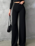 Women's High Waist Wide Leg Trousers 95% Polyester 5% Elastane Solid Black Casual Office Straight Suit Pants Commuter Slimming Fashion Long Pants