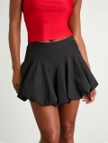 Women High Waist French Romantic Black Bubble Puff Mini Skirt Solid Color Pleated A-Line Semi Skirt Elegant Sweet Spicy Summer Sexy Party Clubwear