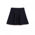 Women's High Waist A-Line Knit Mini Skirt Contrast Trim Polyester Patchwork Short Skirt Summer Streetwear Street Style Fashion