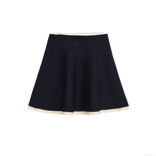 Women's High Waist A-Line Knit Mini Skirt Contrast Trim Polyester Patchwork Short Skirt Summer Streetwear Street Style Fashion