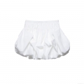 Women Fashion White Puffy Bubble Mini Skirt High Waist Elastic Pleated Polyester Streetwear Casual Party Skirts for Ladies