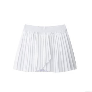 Women's White Pleated Mini Skirt 100% Polyester High Waist A-Line Tennis Skirt With Inner Shorts Streetwear Casual Summer Bottoms