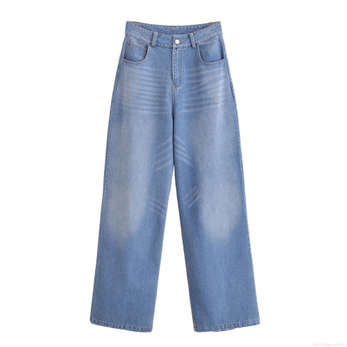 Women's High Waisted Wide Leg Jeans Distressed Ripped Denim Pants Light Blue Washed Streetwear Loose Fit Long Trousers Women Clothing