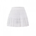 Women Summer Lace Tiered Mini Skirt Sexy High Waist Elastic Patchwork Crochet Cake Skirt Streetwear Casual White Short Skirt for Women