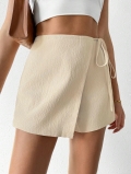 Women's High Waist Wrap Skort Textured Crinkle Side Tie Mini Skirt Shorts Summer Sexy Minimalist Skort For Women Casual Vacation