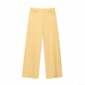 Women's High Waist Wide Leg Casual Pants Sunflower Yellow Straight Trousers Solid Color Polyester Blend Streetwear Style Fashion Slacks