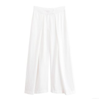 Women's Casual Solid White Wide Leg Pants 100% Polyester Loose Fit Low Waist Long Trousers Streetwear Autumn Fashion Trousers For Women