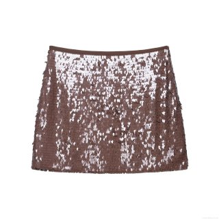 Women's Sexy Sequin Mini Skirt Sparkly Dark Brown Glitter Bodycon Short Skirt High Waist Polyester Clubwear Party Night Out Clothing