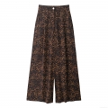 Women's Leopard Print Wide Leg Pants Casual Mid Waist Long Trousers Streetwear 100% Polyester Animal Print Loose Straight Trousers For Fashion Autumn Daily Wear