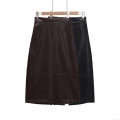 Women's Sexy PU Leather Midi Skirt High Waist Solid Color Back Slit Bodycon Pencil Skirt Faux Leather Autumn Winter Streetwear Skirt For Women