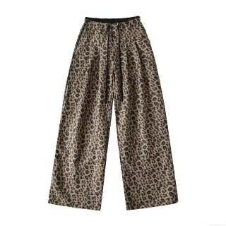 Women Leopard Print Wide Leg Pants Polyester Drawstring High Waist Casual Trousers Autumn Streetwear Fashion Loose Bottoms For Daily Party