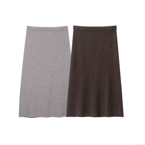 Women's Solid Color Knitting Midi Skirt Elegant Straight Casual Western Style Autumn Winter Bottoms Streetwear Fashion For Lady Soft Bottoms